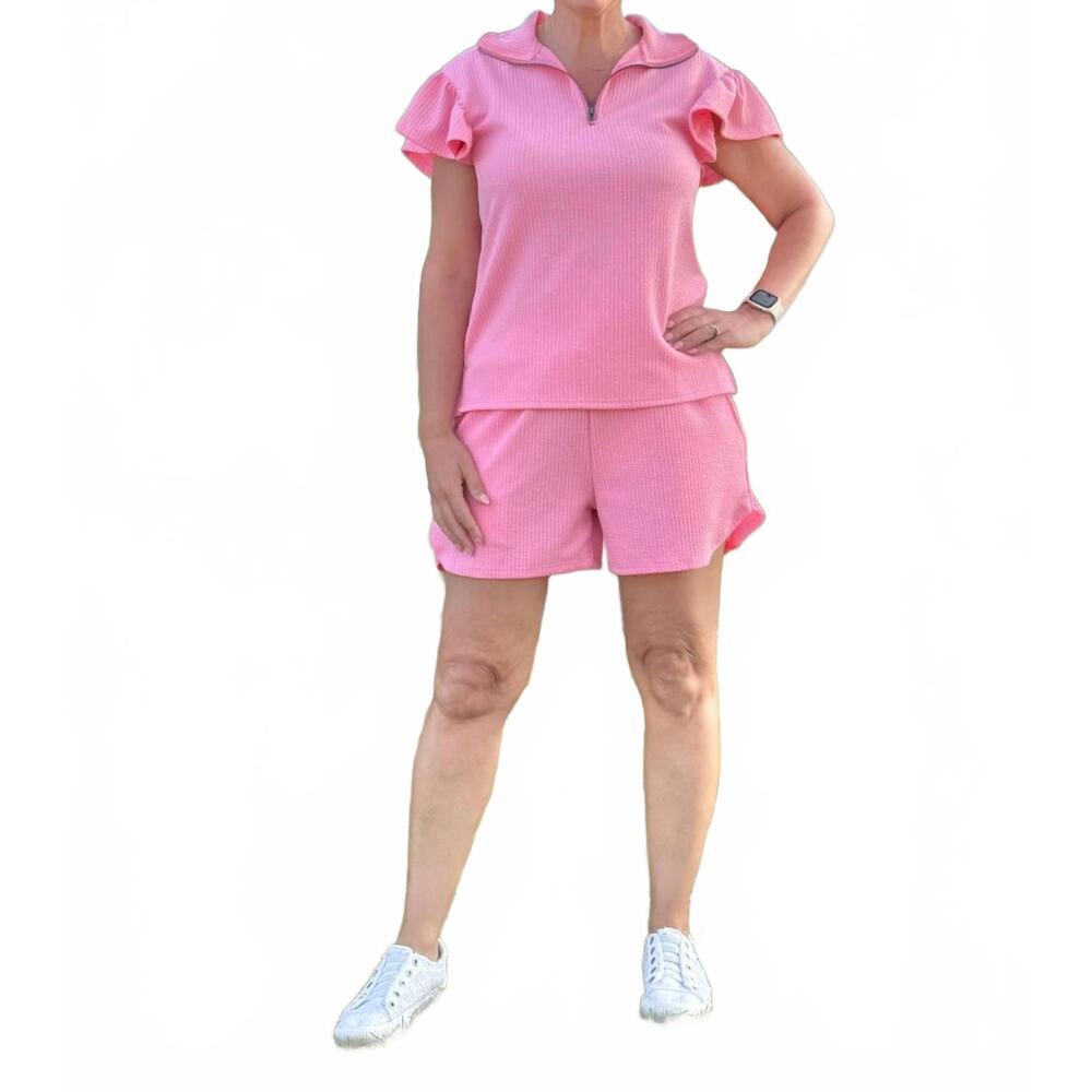 NEW SOUTHERN GRACE sydney quarter zip top in light pink